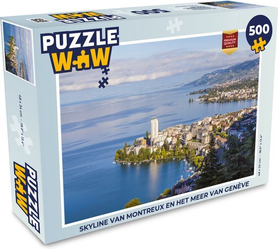 MuchoWow Puzzel Skyline van Montreux en het Meer van Genève - Legpuzzel - Puzzel 500 stukjes