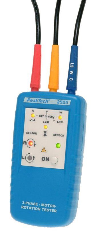 Peaktech 2525 3-fase motorrotatietester - met LED-display