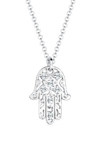 Elli Halsketting 925 zilver Hamsa-hand Swarovski-steentjes