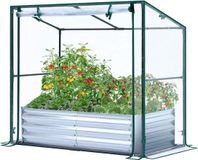 Jardin 3-en-1 lit de légumes et de fleurs avec bordure en métal galvanisé et couverture en PVC