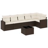 vidaXL Loungeset met kussens, polyrotan, bruin