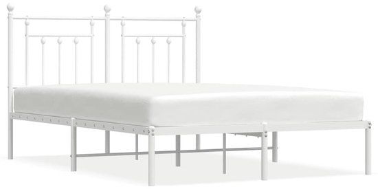 vidaXL Bedframe met hoofdbord metaal wit 140x190 cm