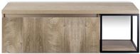 BES LED Frozen 3D Badmeubelset 140 cm - Greeplijst in Kleur - Zwart Frame - Wastafelbovenblad Grain Oak
