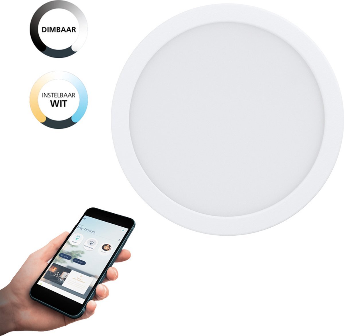 EGLO Connect EGLO connect.z Fueva-Z Smart Inbouwlamp - Ø 21,6 cm - Wit - Instelbaar wit licht - Dimbaar - Zigbee