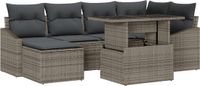 vidaXL Banc de jardin 7 pièces Gris Polyrotin Acier thermolaqué