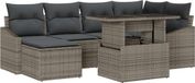 vidaXL Banc de jardin 7 pièces Gris Polyrotin Acier thermolaqué