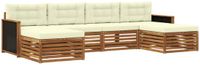 vidaXL - Bank loungeset - 4 zitplekken - Massief Acacia Hout - Natuurlijk en crème