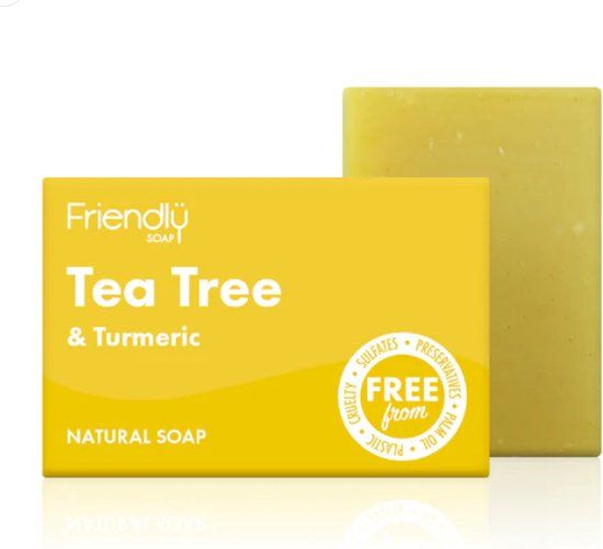 Friendly Soap Tea Tree & Turmeric Soap Bar - 95g - Natural Soap with Scrub - Unisex