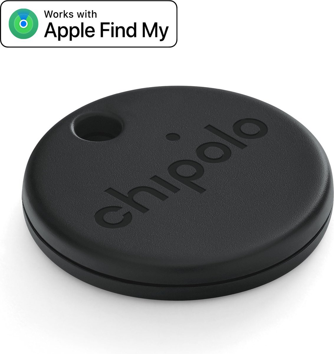 Chipolo One Spot - Apple Airtag Wallet Sleutelhanger - Bluetooth Koffer Tracker - Keyfinder Sleutelvinder - Apple Tag Find My Network - 1-Pack - Zwart