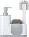 VIGAR Rengo Monobloc gootsteenorganizer met zeepdispenser, Sponshouder, Spoelorganizer, Dispenser, Multifunctioneel voor Aanrecht, Gootsteen Organizer, Afdruiprek, Zeepbakje, Wit
