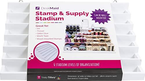 Totally-Tiffany 6 Niveau Stempel & Levering Stadium Craft Opslag Organisator, Hout, Wit, One size