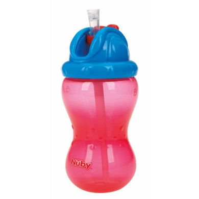 Nuby Nûby lekvrij drinkrietje beker Soft Flip-It 355 ml in rood rood