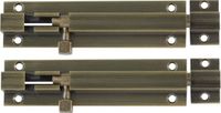 AMIG Schuifslot/Plaatgrendel - 2x - Messing - Brons - Antiek Look