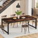 Table à manger / Table de cuisine - Table rectangulaire - 160x80 cm - Convient pour 6 personnes - Design industriel, bois - Brun rustique 04