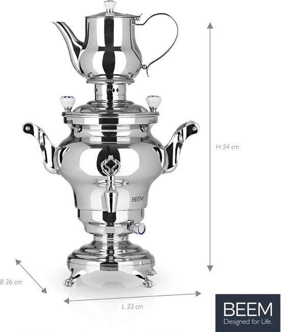 BEEM Odessa-3 l Samovar - Elektrisch theezetapparaat - 3 liter - RVS - Zilver