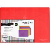 04872451 Grafoplás Multiline serie 5 enveloppen A3 kunststof enveloppen rood doorschijnend textielsluiting polypropyleen verticale strepen 43,5 x 31 x 1 cm