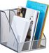 Merkloos Relaxdays tijdschriftencassette - 3 vakken - A4 - 26 x 24 x 26 cm - staal - zilver