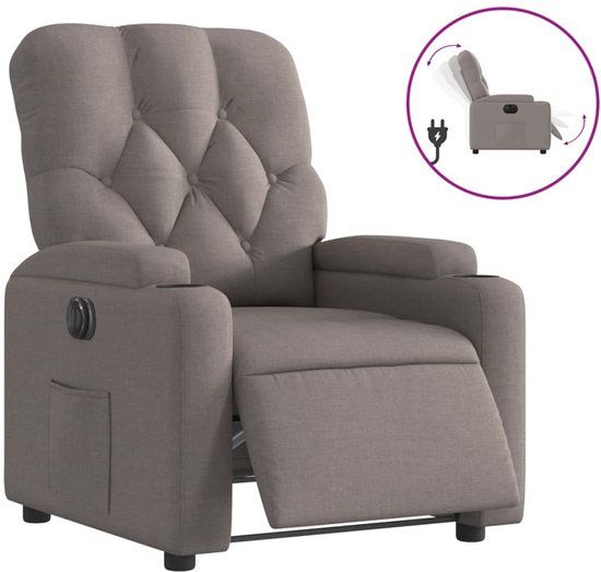vidaXL Fauteuil verstelbaar elektrisch stof taupe