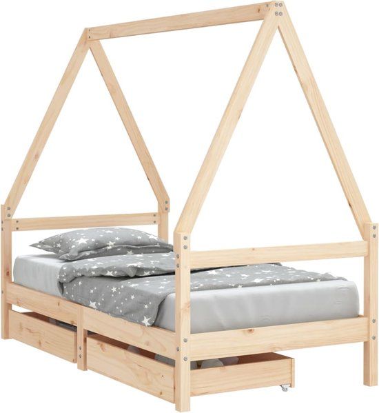 vidaXL Kinderbedframe met lades 80x160 cm massief grenenhout