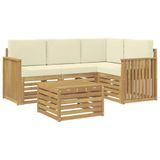 vidaXL - Buiten - bank - set - 5 - st - Wit - en - crèmekleurig - Polyester