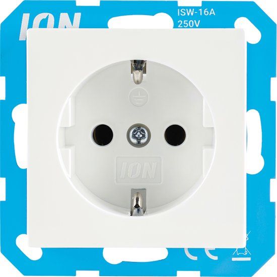ION Industries Stopcontact met Randaarde - V1/J1 Alpin Wit Glanzend - Wandcontactdoos
