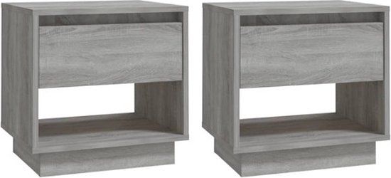 vidaXL Nachtkastjes - 2 stuks - 45x34x44 cm - Bewerkt Hout - Grijs Sonoma Eiken