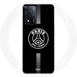 Maniacase Hoesje voor Oppo A93 5G PSG Logo Jordan Grijs Zwarte Achtergrond
