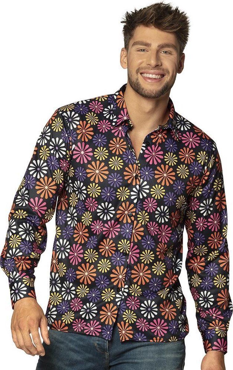 Boland Shirt Flower Power Heren Polyester Maat XXL