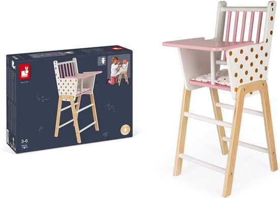 Janod Candy Chic - Houten Poppenstoel - Roze/Goud/Wit