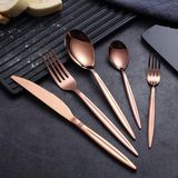 Sans marque set de couverts en titane couleur or rose 30 pièces