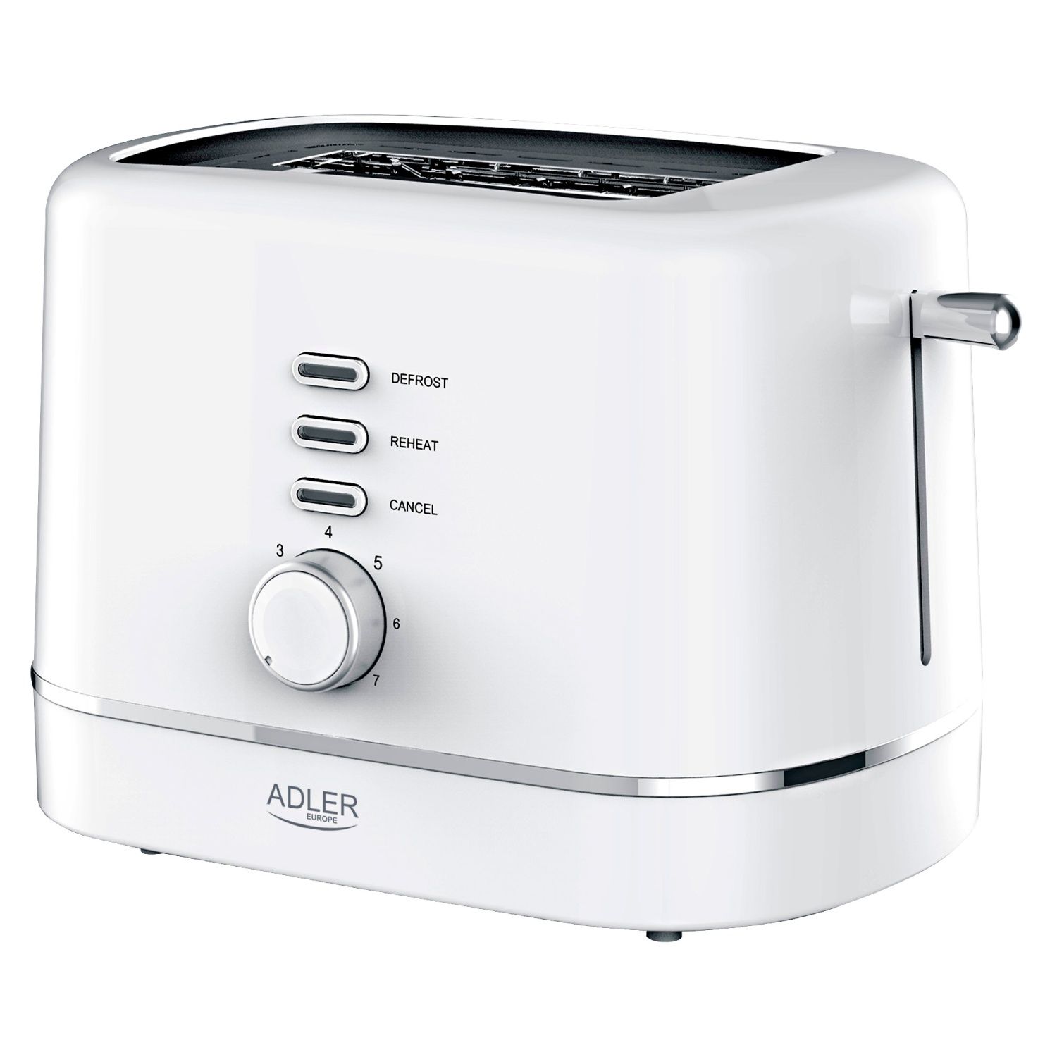 Adler AD 3224W Elegante broodrooster - Modern design, 7 roosterniveaus, STOP/REHEAT/DEFROST, Wit, 850 W