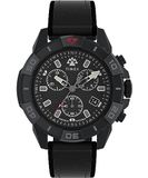 Timex Expedition North 42 mm herenhorloge - Zwarte tweeledige lederen band, veganistisch, met snelsluiting, zwarte wijzerplaat, zwarte kast TW2W16000