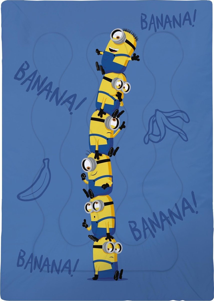 Minions Beddensprei Banana - 140 x 200 cm - Polyester blauw