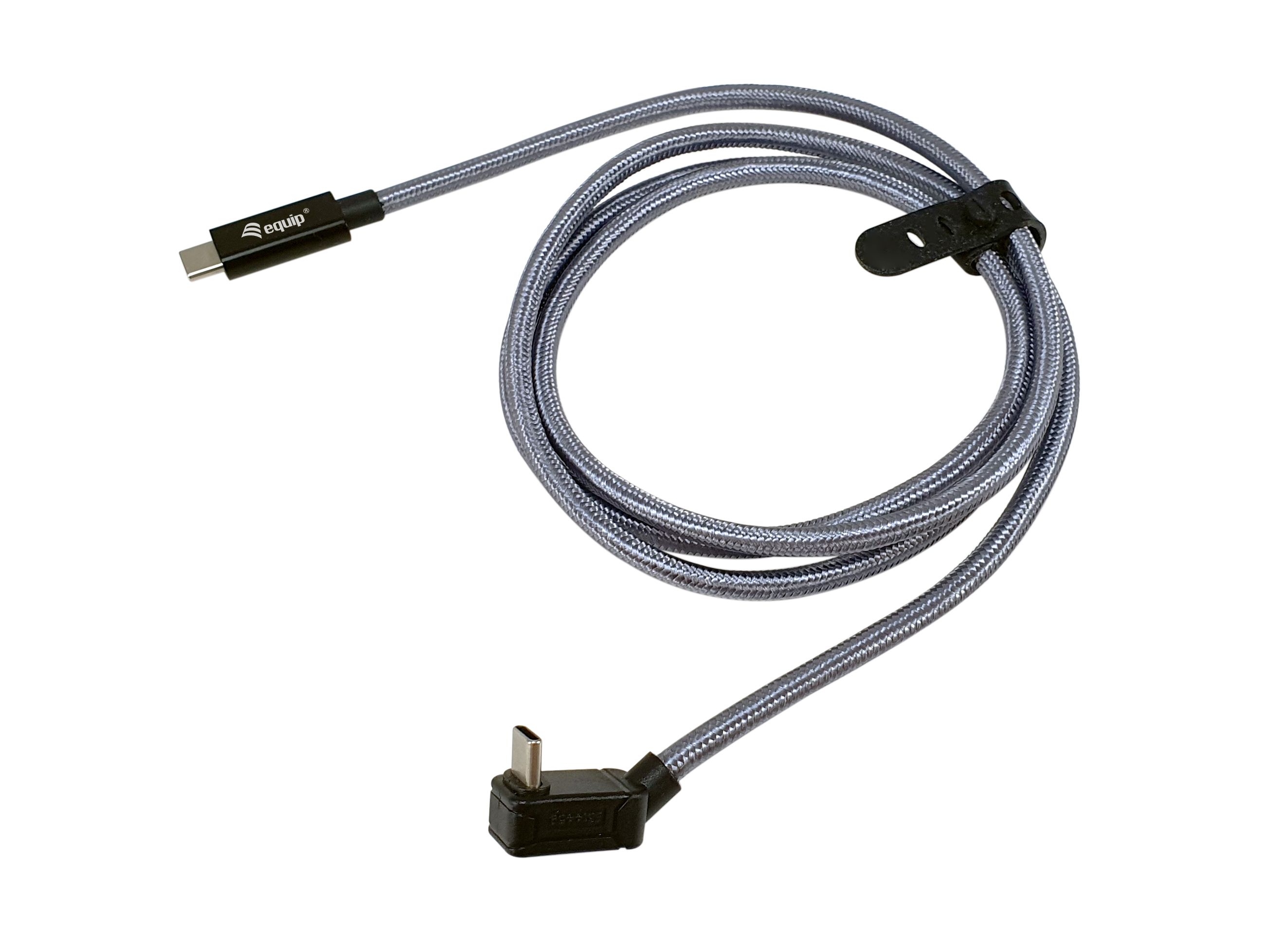 Equip 128421 USB 3.2 Gen 2x2 C naar C U-plug kabel, 1,0 m, Zilver, M/M, PD240W, 4K/60Hz, 20Gbps
