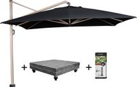 Platinum Icon zweefparasol 400x300 cm oak mast faded black met 150 KG voet en hoes