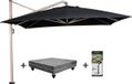 Platinum Icon zweefparasol 400x300 cm oak mast faded black met 150 KG voet en hoes