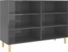 vidaXL Dressoir Hoogglans Grijs Bewerkt Hout 103,5x35x70 cm