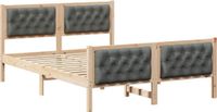 vidaXL Cadre de lit, gris foncé, 140 x 200 cm, bois de pin massif