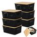 Set de 6 boîtes de rangement avec couvercle aspect bois noir