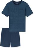 SCHIESSER Pyjama kort Heren Katoen Gestreept Donkerblauw