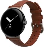 kwmobile lederen horlogebandje geschikt voor Google Pixel Watch Series 41mm / Pixel Watch 4 41mm polsband - Echt leren smartwatch bandje - Activity tracker horloge band in lichtbruin
