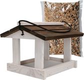 KOTARBAU® Vogelvoederhuisje Om Op Te Hangen, Hout, 23.5x21x18 cm, Hangend Vogelvoederhuisje, Natuurlijk, Wit & Bruin