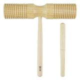 A-Star Two Tone Wood Block Guiro Scraper met houten klopper, percussieritmeblok