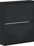 vidaXL Wandgemonteerde Schoenenkast HOORN 71 x 17 x 86 cm Bewerkt hout Zwart