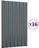 vidaXL - Dakpanelen - 36 st - 60x36 cm - gegalvaniseerd staal - antracietkleurig