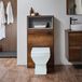 Hudson Reed WC-Ombouw 60cm met Open Plank Donker Eiken - Halwell Toilet Staand - Inbouw Reservoir met Zwarte Spoelknop | Hoxton