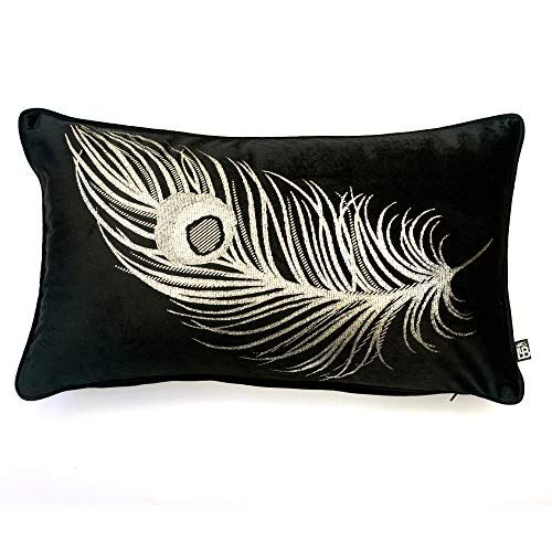 Laurence Llewelyn-Bowen Dandy-Luxury Velvet Cushion, Filled, 30 x 50 cm, Black