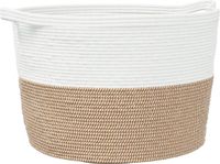 vidaXL Wasmand - Ø 60x36 cm - Katoen - Bruin en Wit