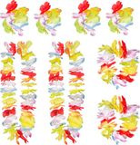 Boland Hawaii krans/slinger set - 2x - Tropische/zomerse kleuren mix - Hoofd/polsen/hals slingers