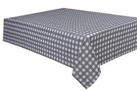Sleepdown Gingham bedrukte decoratieve 100% katoenen halve Panama tafelkleed voor eettafel - duurzame vlekbestendige tafelhoes - grijs - 137cm x 178cm